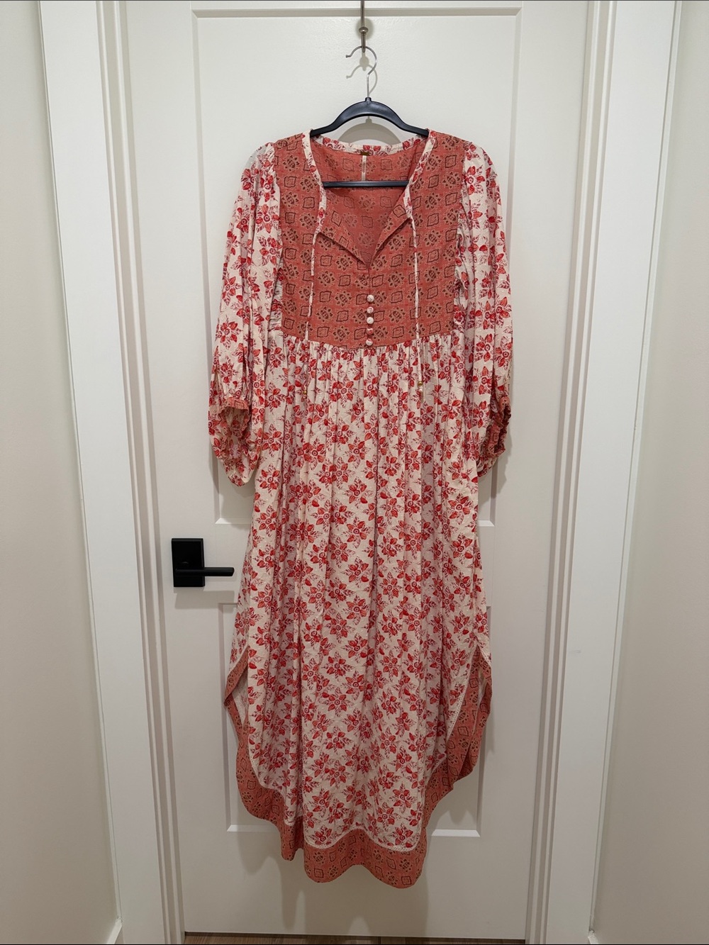 Free People Cream & Rust Floral Boho Maxi Dress